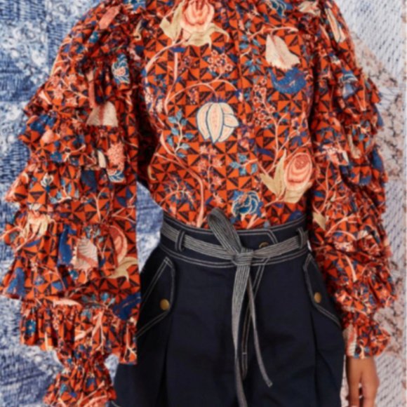 Ulla Johnson Pippa blouse in orange - Picture 1 of 8